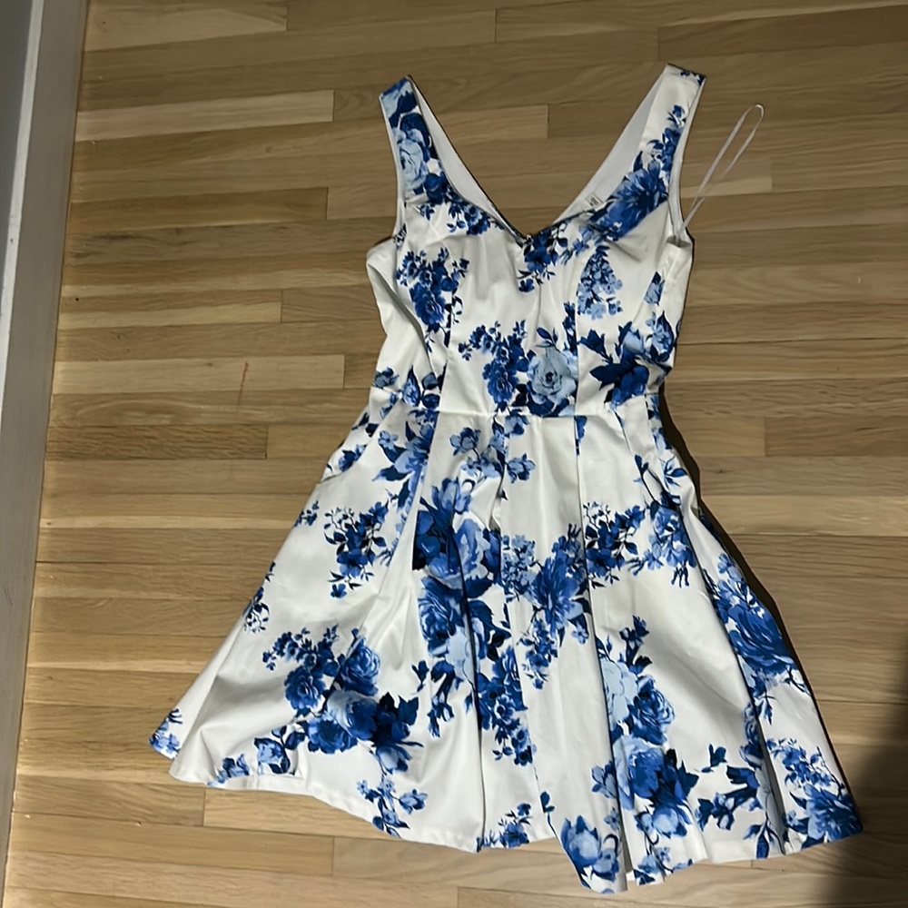 Brand new never worn blue and white floral dress